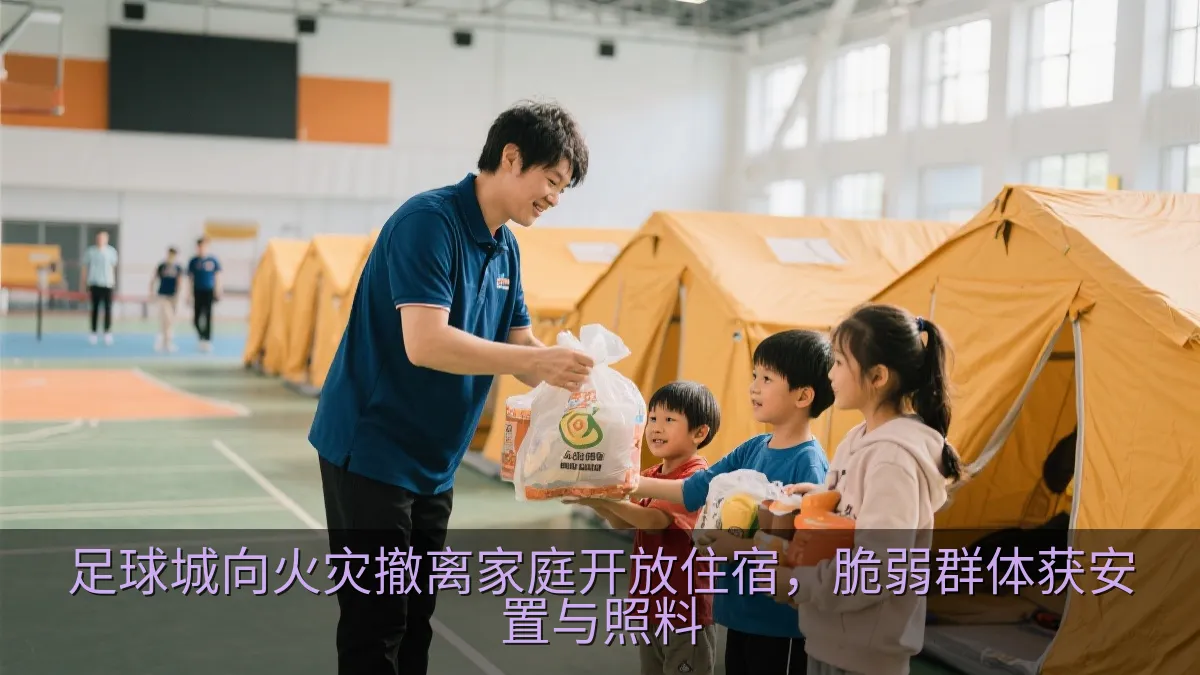 足球城向火灾撤离家庭开放住宿，脆弱群体获安置与照料