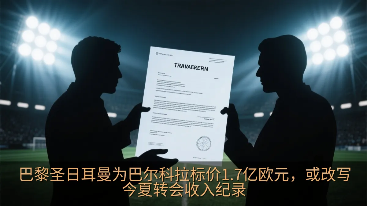现代足球场外的球员转会谈判氛围插画