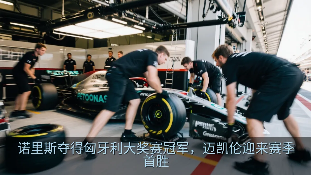 赛车维修区内进行快速换胎作业